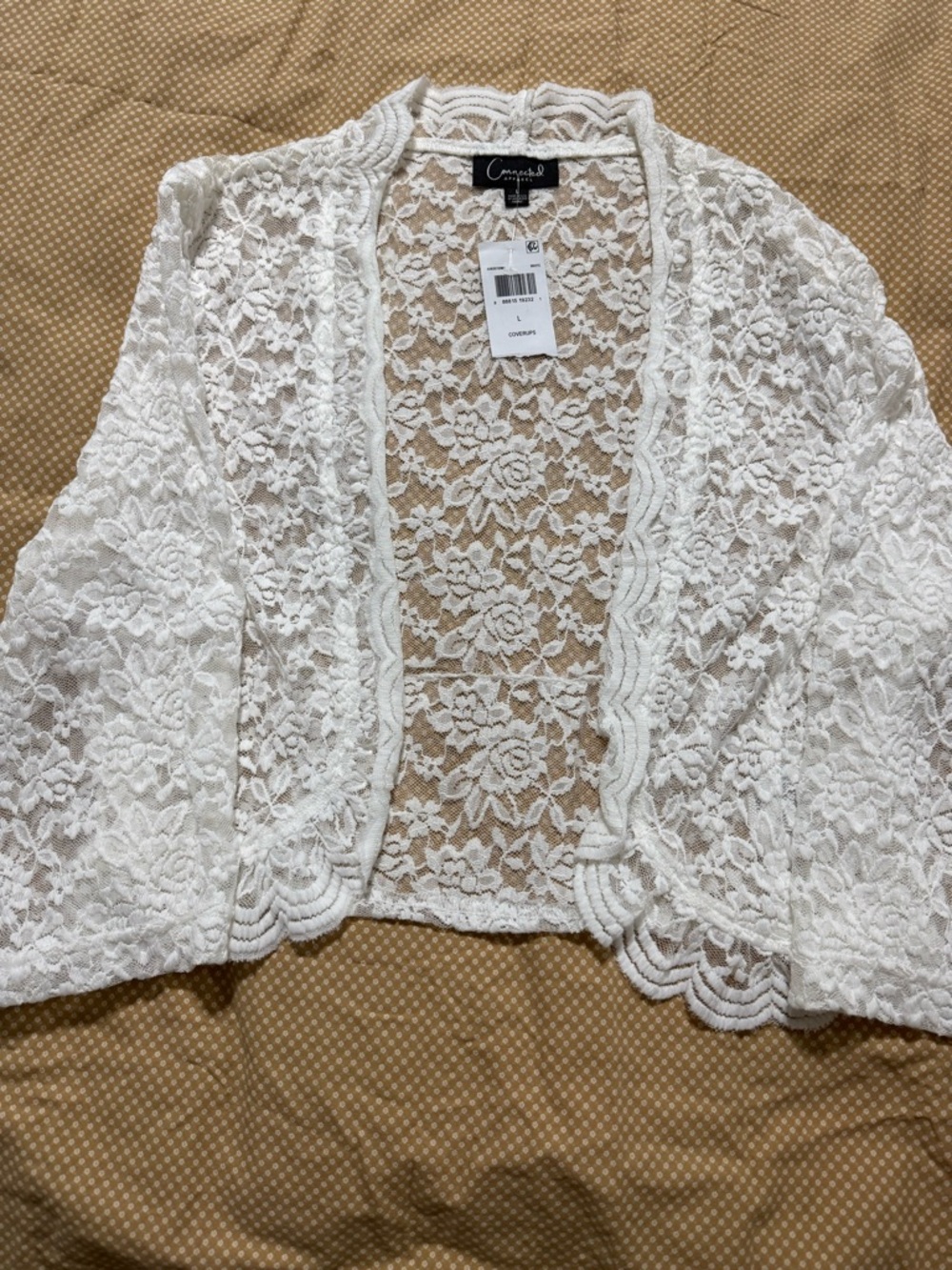 Candie's White Lace Open-Front Cropped Cardigan